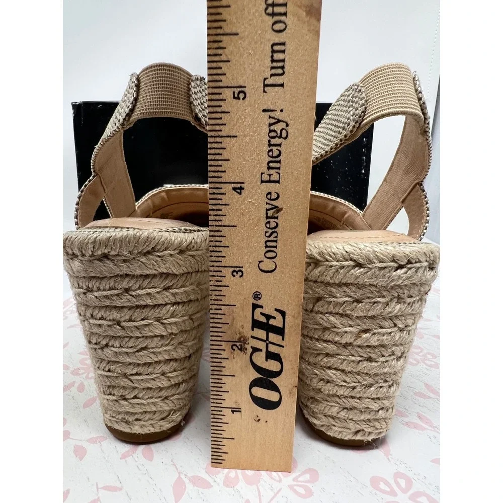 LAUREN Ralph Lauren Penelopie Espadrille Wedge Women 6 Silver Metallic Straw New